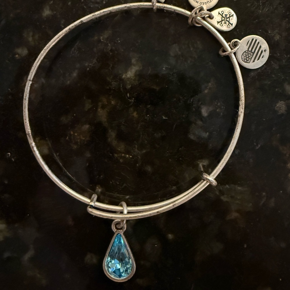Alex and Ani Silver Blue Teardrop Bracelet